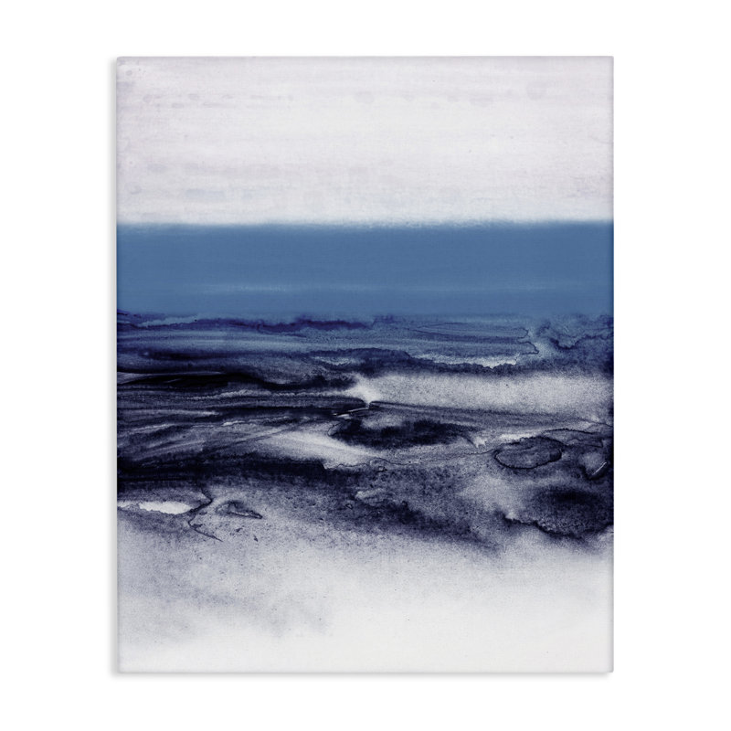Paysage aquarelle sur toile bleue, design par 1x, H 30 po x l 24 po