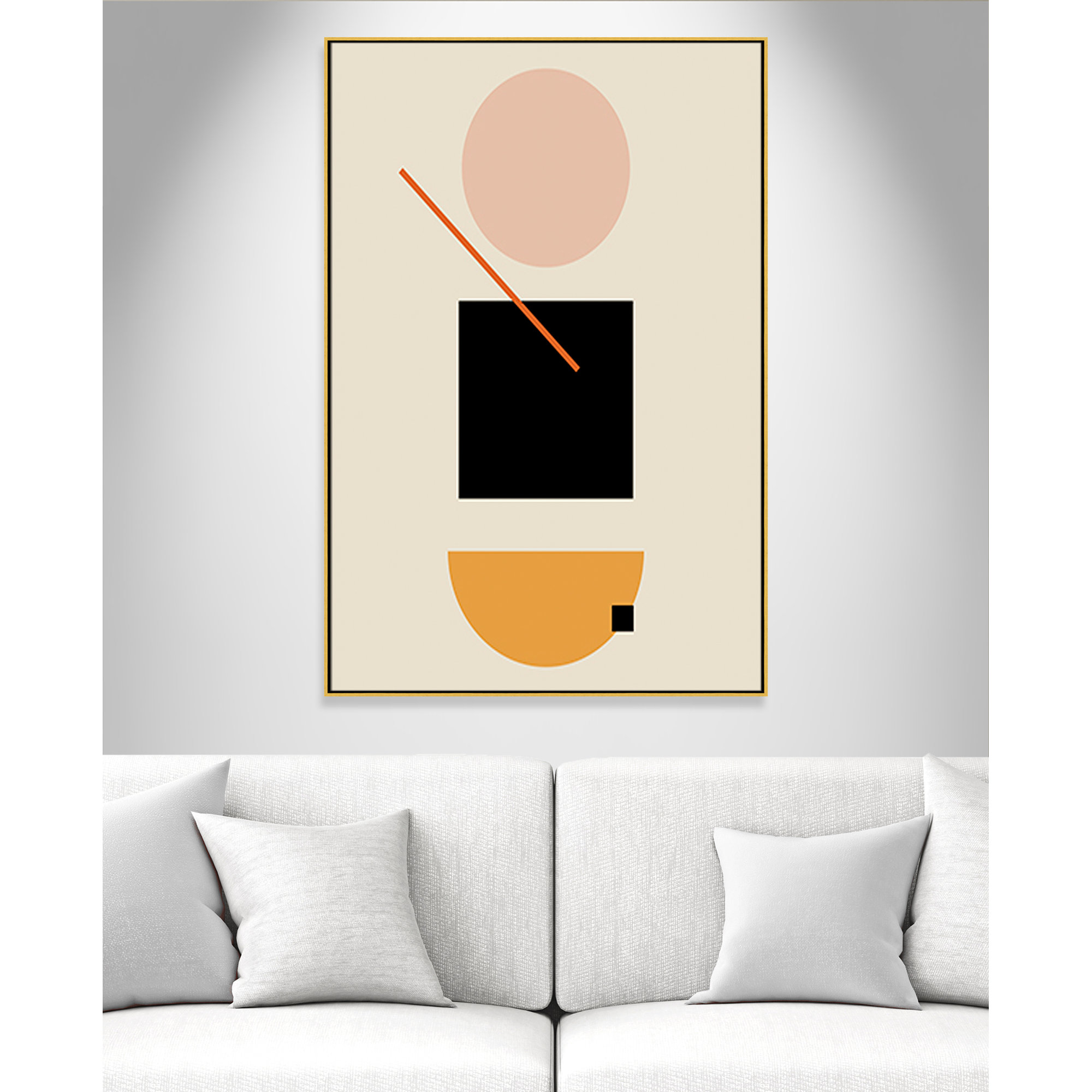 Simple Shapes by Daniela Santiago, 61.5" H x 41.5" W x 2" D, Gold Framed