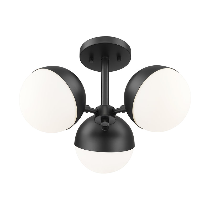 Plafonnier semi-encastré 3 lumières 17,25 po Jarne, Noir mat