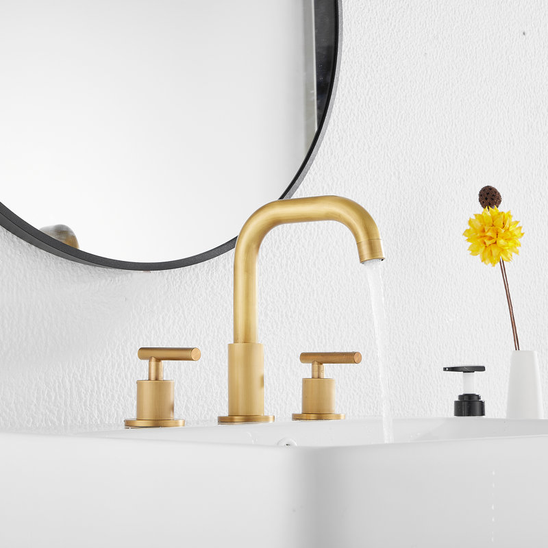 Widespread 2-handle Bathroom Faucet with Drain Assembly, Antique Brass