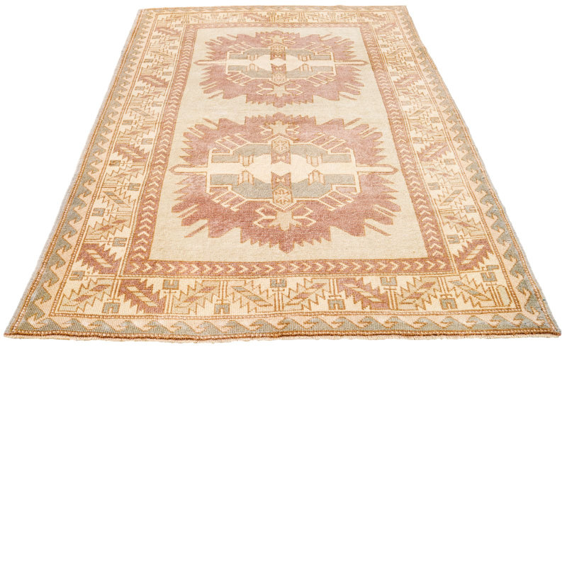 Tapis turc Anatolian turc rétro fait à la main 4 x 7