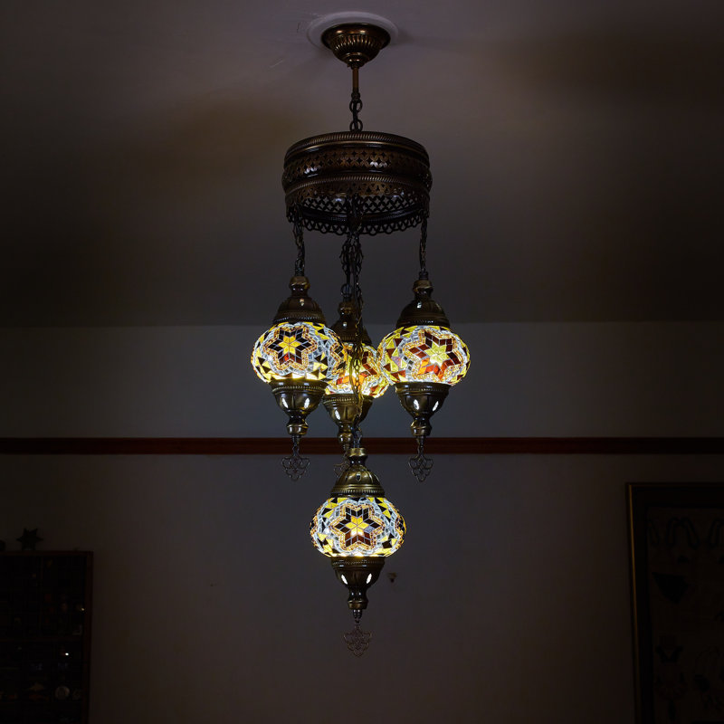Karlie 4 - Light Bronze Cluster Pendant, Brown/Amber