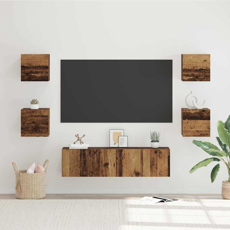 TV Cabinet Set 6 Pcs Medium 120 X 30 X 30 Cm, Old Wood
