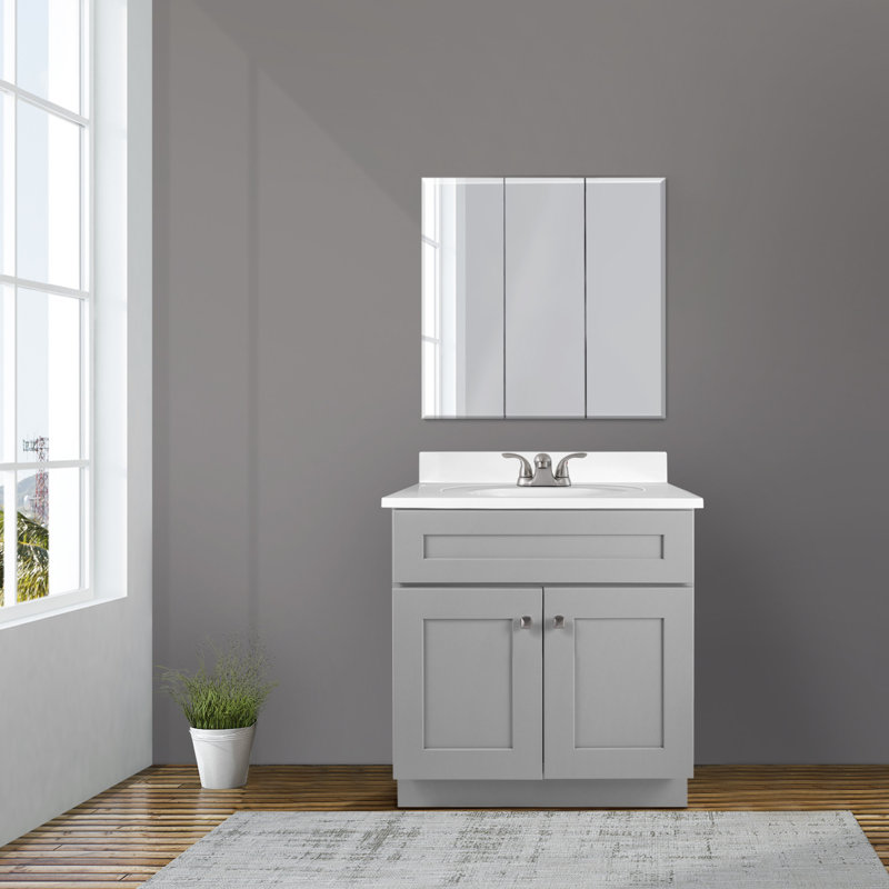 Brookings 31 Inch Bathroom Vanity with Top, Ready to Assemble, Gray