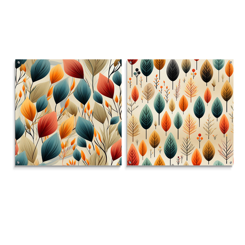 Wabbaseka - Ensemble de 2 verres muraux abstraits en acrylique, H 16 po x l 33 po