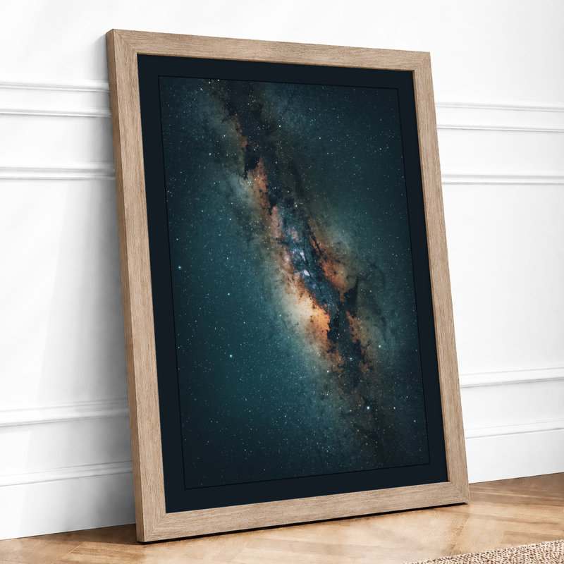 Galactic River Modern - Framed Print, A4 - 29.7 x 21.0 cm, Oak