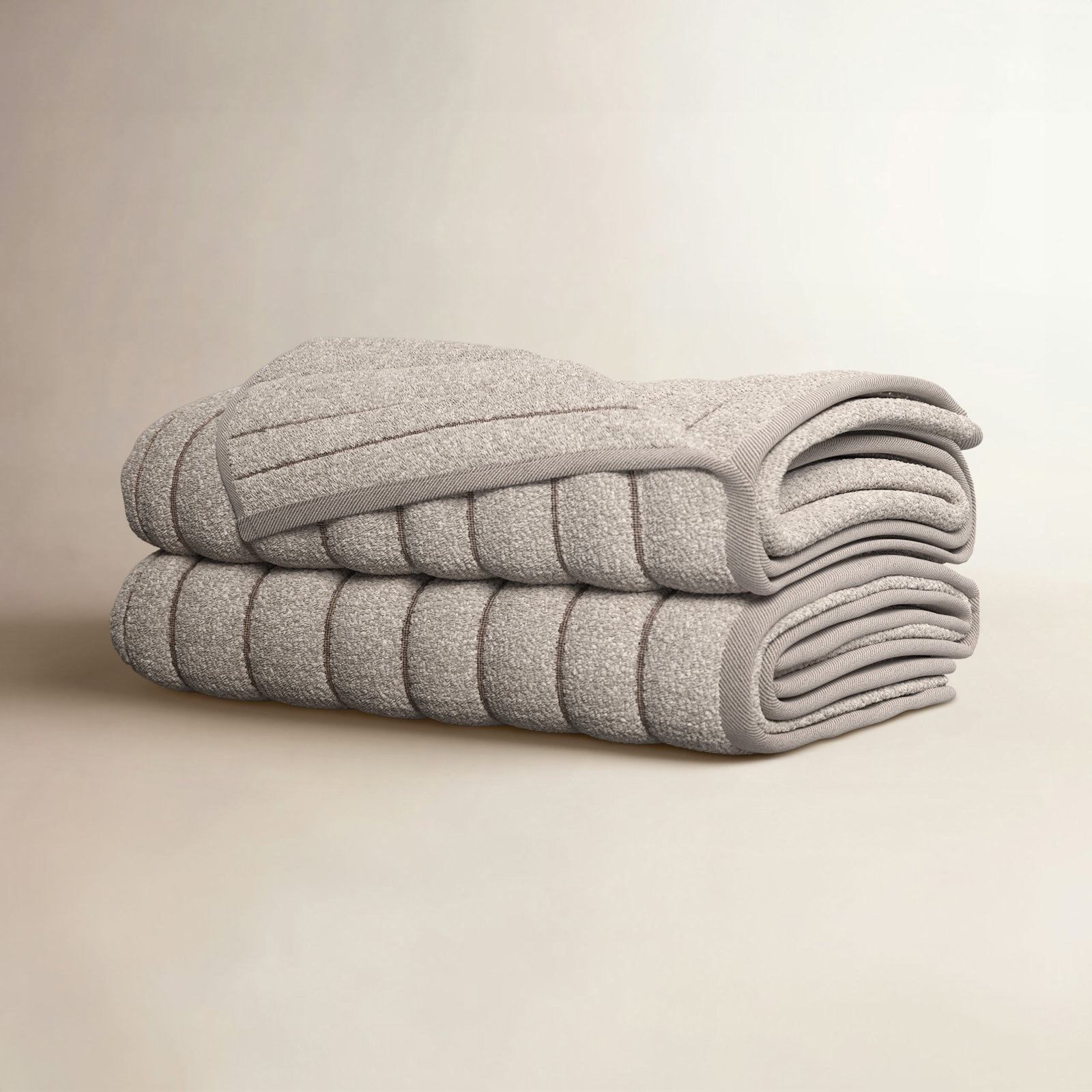 Rachel Cotton Plush Ribbed Bath Towel, Beige