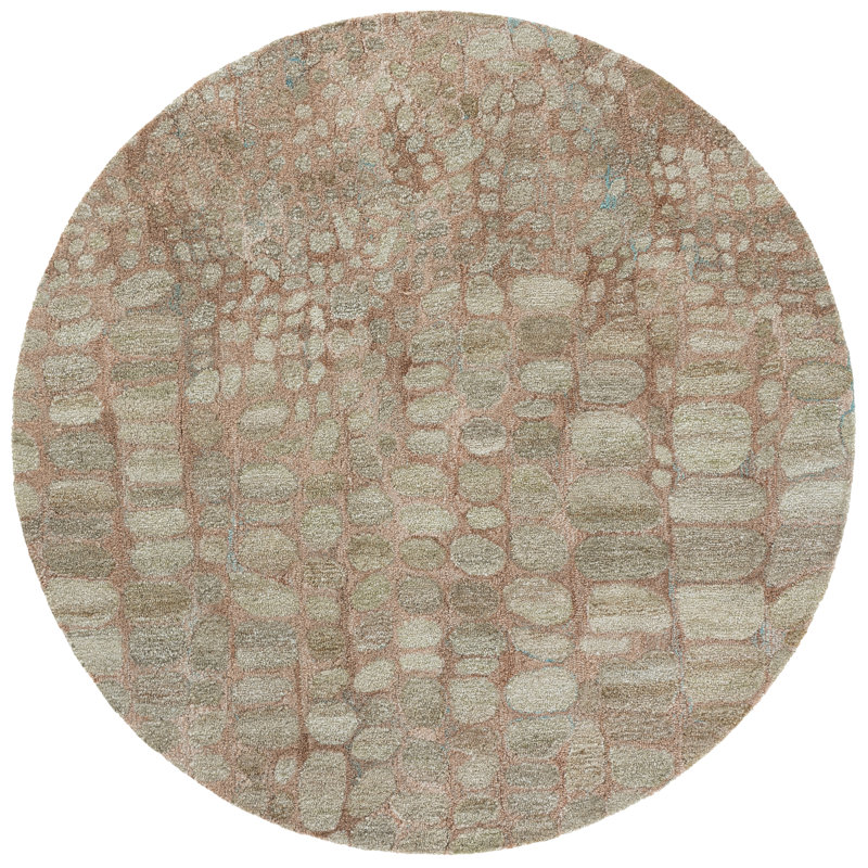 Abstract Hand Tufted Abstract Indoor Rug, 6'-0" x 6'-0" Round