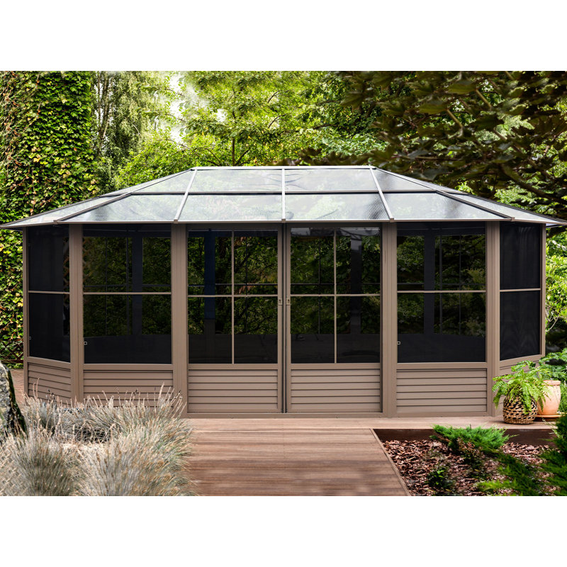 Gazebo Penguin Florence Solarium 12 Pi x 18 Pi Toit De Polycarbonate En Sable, Beige, 18 pi L x 12 pi P