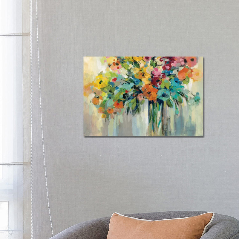Nuage de fleurs par Silvia Vassileva - impression, H 18 po x l 26 po x P 1,5 po, Toile encadrée flottée blanche, Pas de tapis