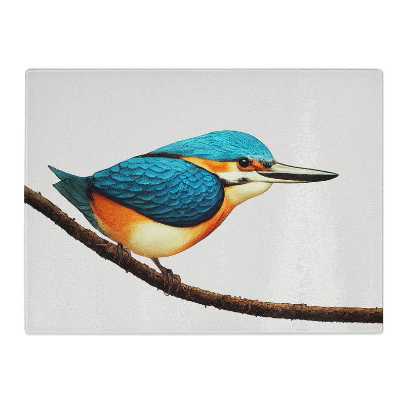 Dreamy Kingfisher Bird  Glass Chopping Board