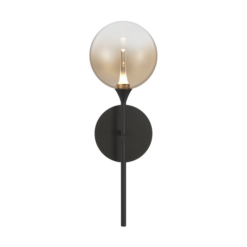 Iissa, applique murale, 19 po,, Ambre, Noir mat