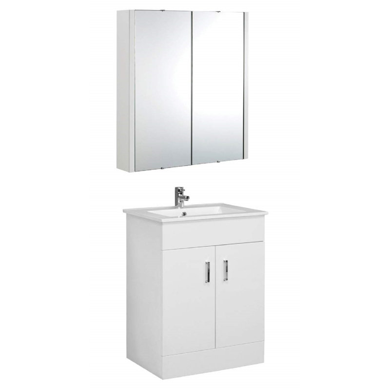 VeeBath Sphinx 600mm Floor Vanity Unit with Mirror Cabinet