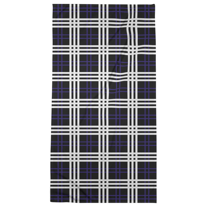 Serviette de bain Baltimore football Luxury, Mélange polyester-coton, Noir / mauve / blanc