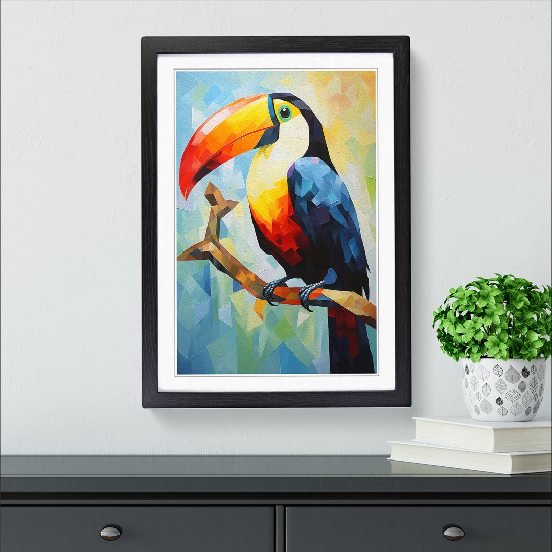 Toucan Cubism - Single Picture Frame Print on Wood