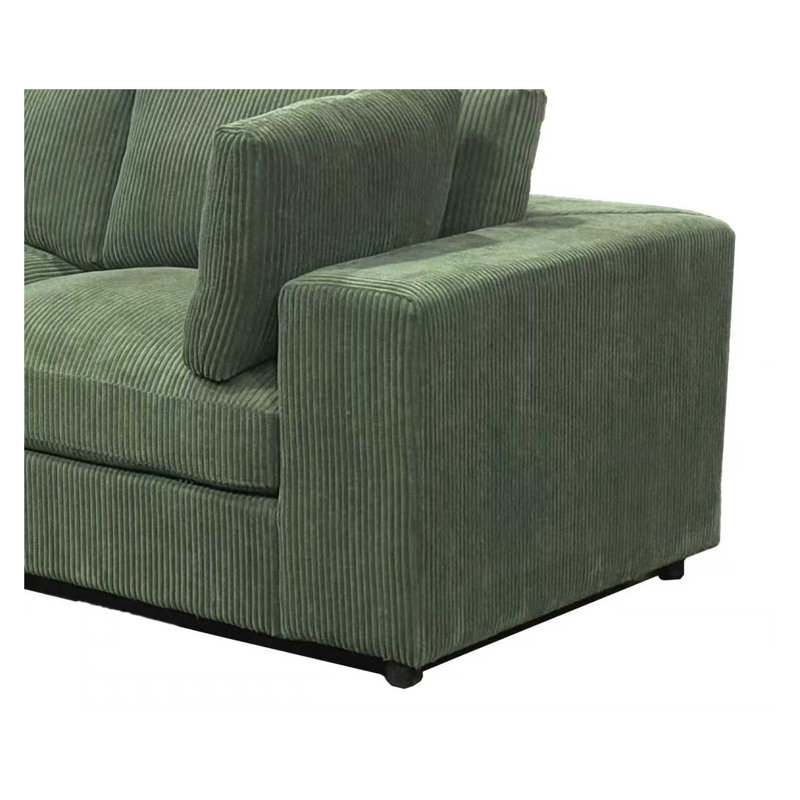 Dark Green Corduroy Reversible Modular Sectional Sofa with 6 Seats