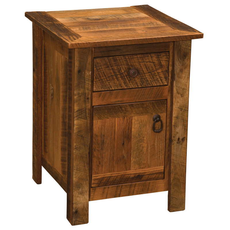 Fireside Lodge Barnwood Enclosed Nightstand, Barnwood