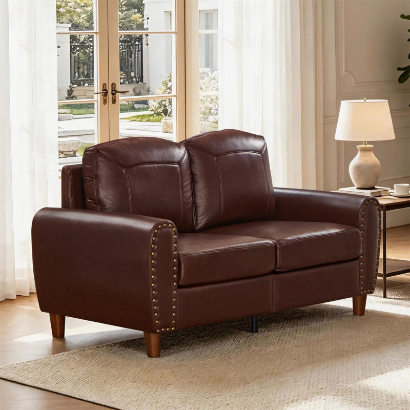 59 " Faux Leather Loveseat, Similicuir rouge