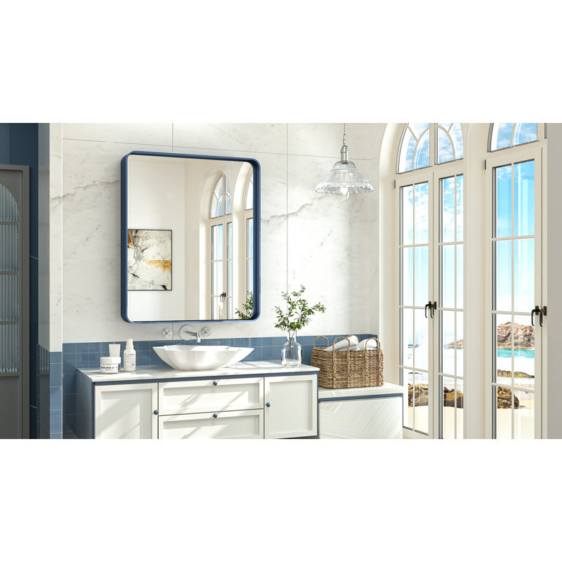 Miroir d'appoint Tyro, 36 po x 30 po, Bleu, Rectangulaire