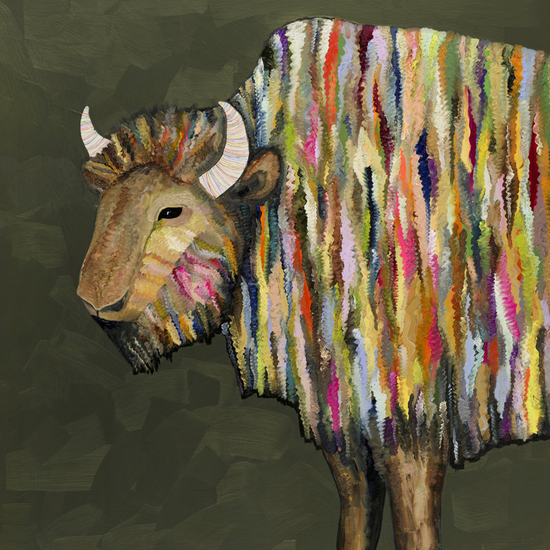 «Bison», reproduction sur toile tendue, H 48 po x l 48 po