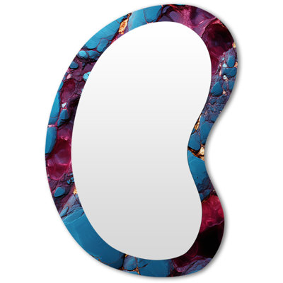 Friedolf Blue and purple Seamless Marble river II - Shapes Asymmetrical Large Mirror, Modern Irregular Shape Unique Wall Mirror Decor, Printed Metal Art