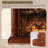 59.06"Retro Solid Wood Mahogany Simulated Flame Electric Fireplace-66543381