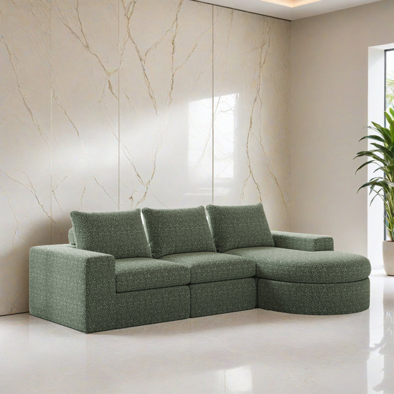 Canapé-lit modulaire 2 pièces pour salon, Chenille verte