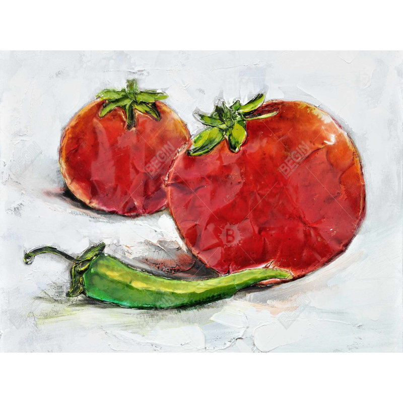 Tomates avec piment jalapeñ - Toile verte pour la décoration intérieure