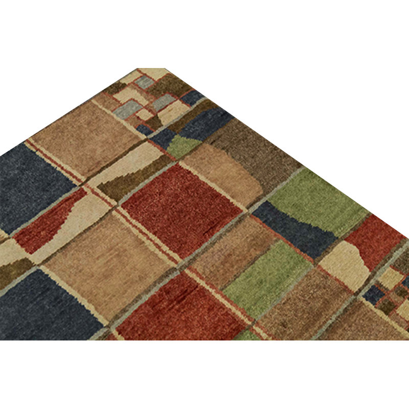 Hand-Knotted High-Quality Red and Green Area Rug