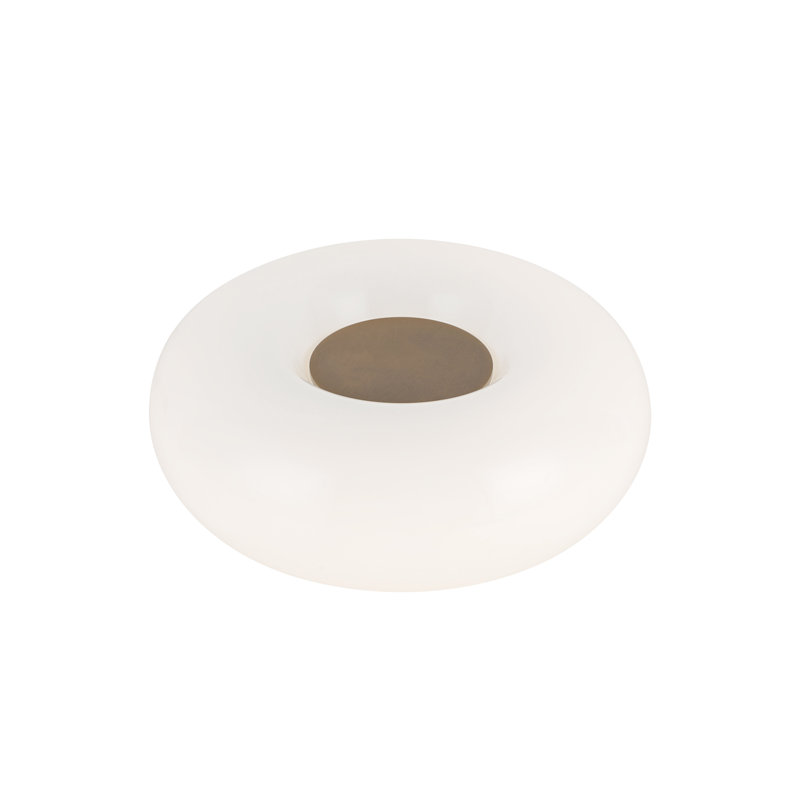 Lampe de table DEL en verre opale 8 po Nimbus, Laiton rétro