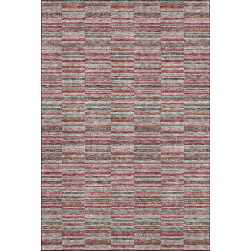 Premium Machine Washable Prisco Red Rug, Rectangle 3' x 5'