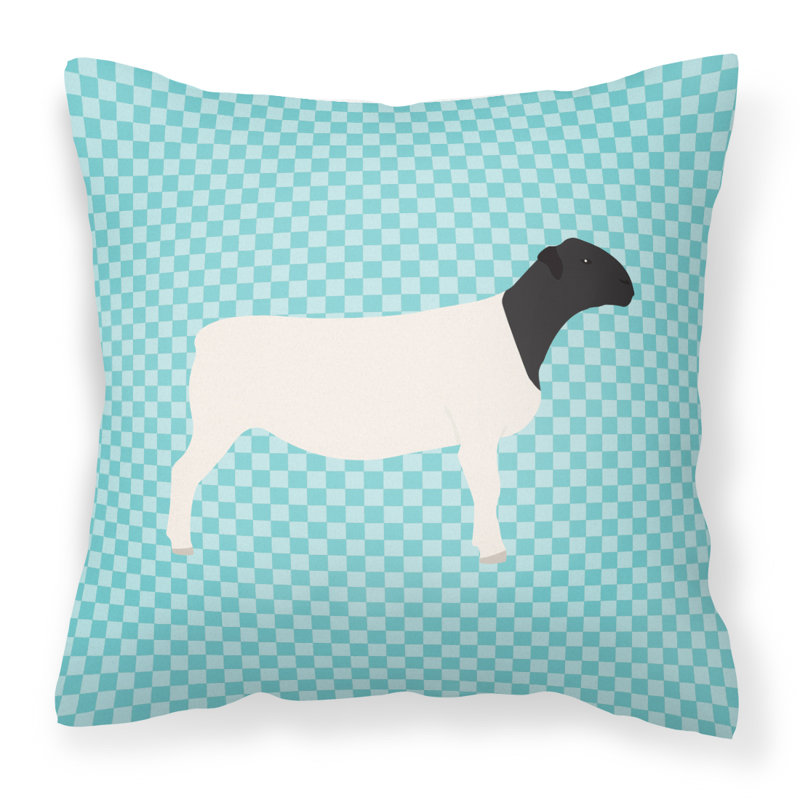 Coussin extérieur dorper ovin check, Bleu, 18 po x 18 po