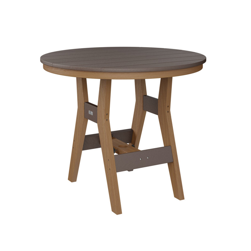 Table de bar ronde de 38 po Berlin Gardens Harbor, Chocolat / Brun, Teck naturel