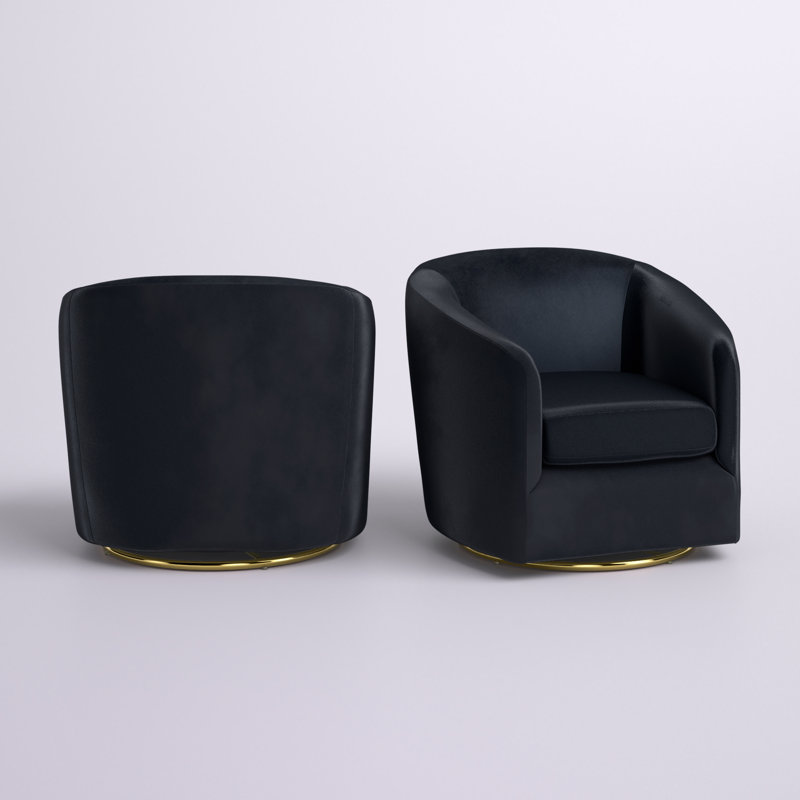 Fauteuil demi-tonneau en velours Holden, Noir