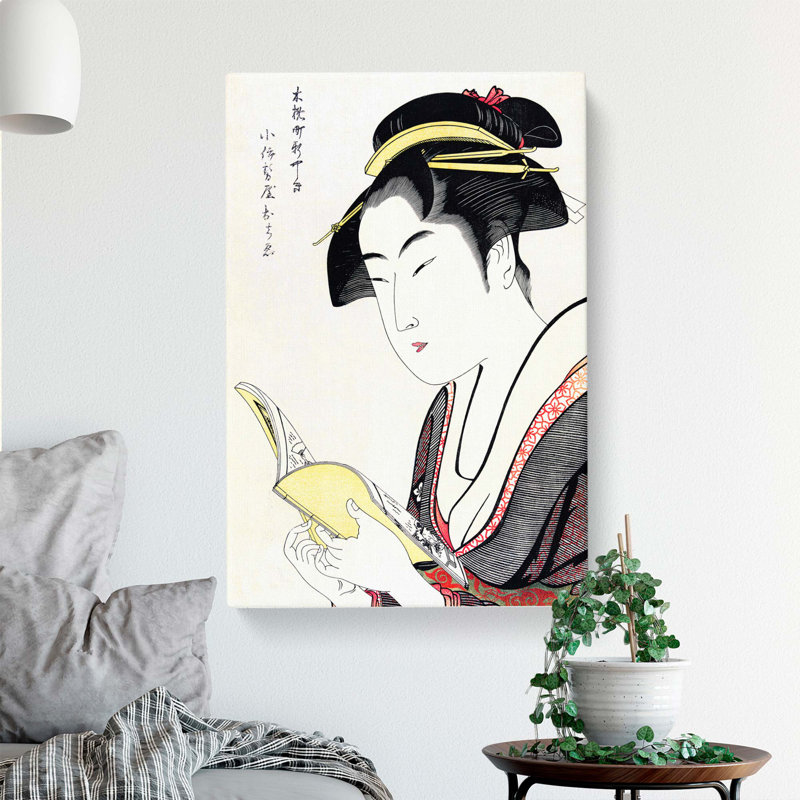 Kobikicho Arayashiki Koiseya Ochie by Kitagawa Utamaro - Wrapped Canvas Painting, 76cm H x 50cm W x 3cm D