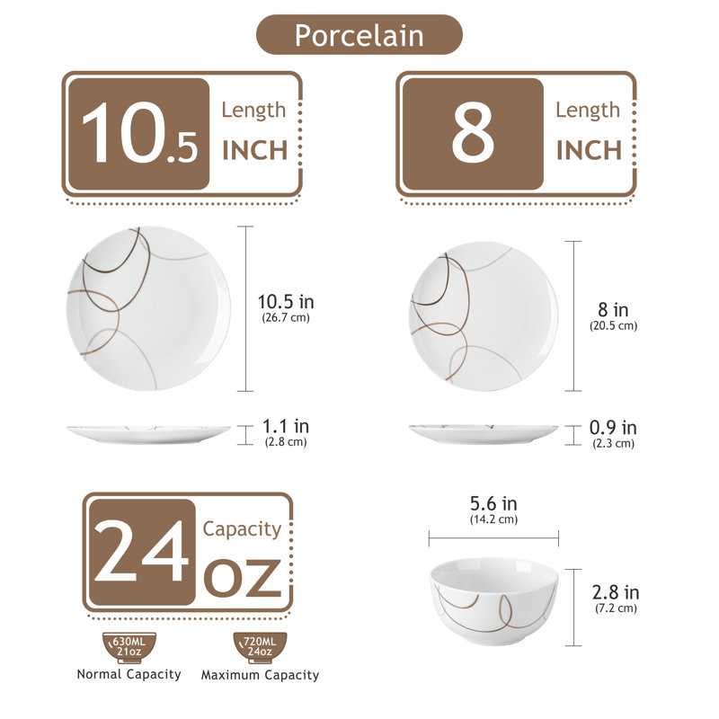 Piece Porcelain China Dinnerware Set - Service for 4