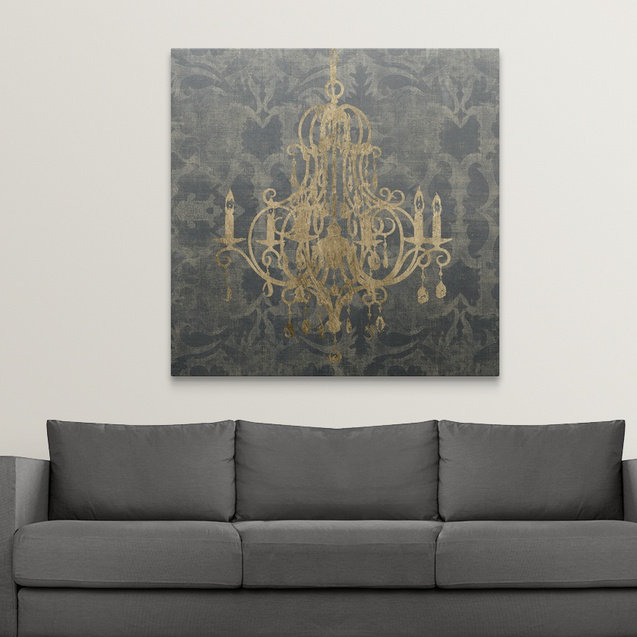 « iv », reproduction d’impression jennifer Gilt Chandelier, H 35 po x l 35 po x P 1,5 po, Toile