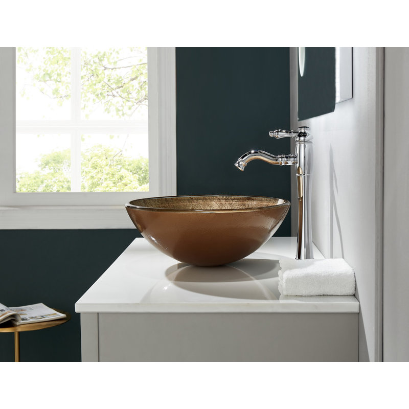 Lavabo de salle de bain vasque circulaire en verre 16,5 po Fanwin Star