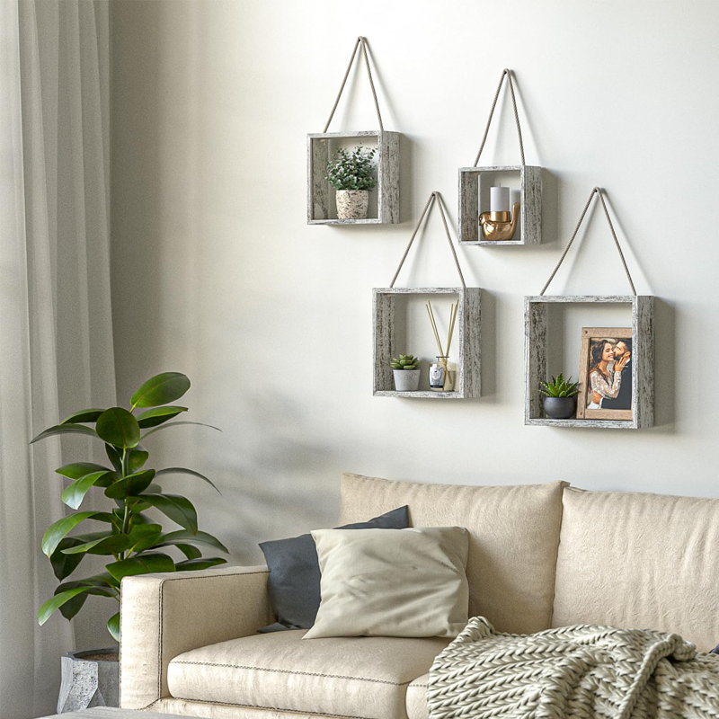 Mekela Solid Wood Floating Shelf, White