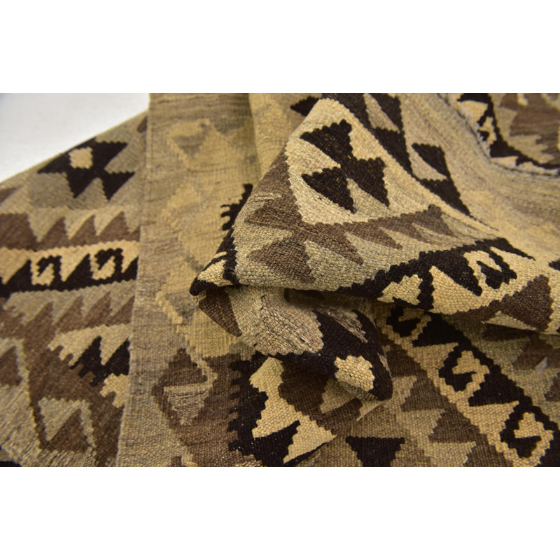 Tapis de zone en laine beige/brun 3 pi 2 po x 5 pi one-of-kind à la main noué la Lorain