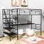 Lit mezzanine simple en métal avec bureau intégré