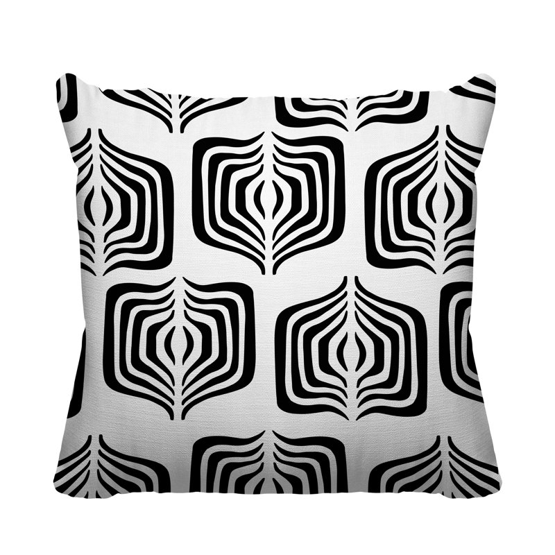 Coussin décoratif intérieur / extérieur Dale Abstract Tribal, L 19 po x H 19 po, Noir