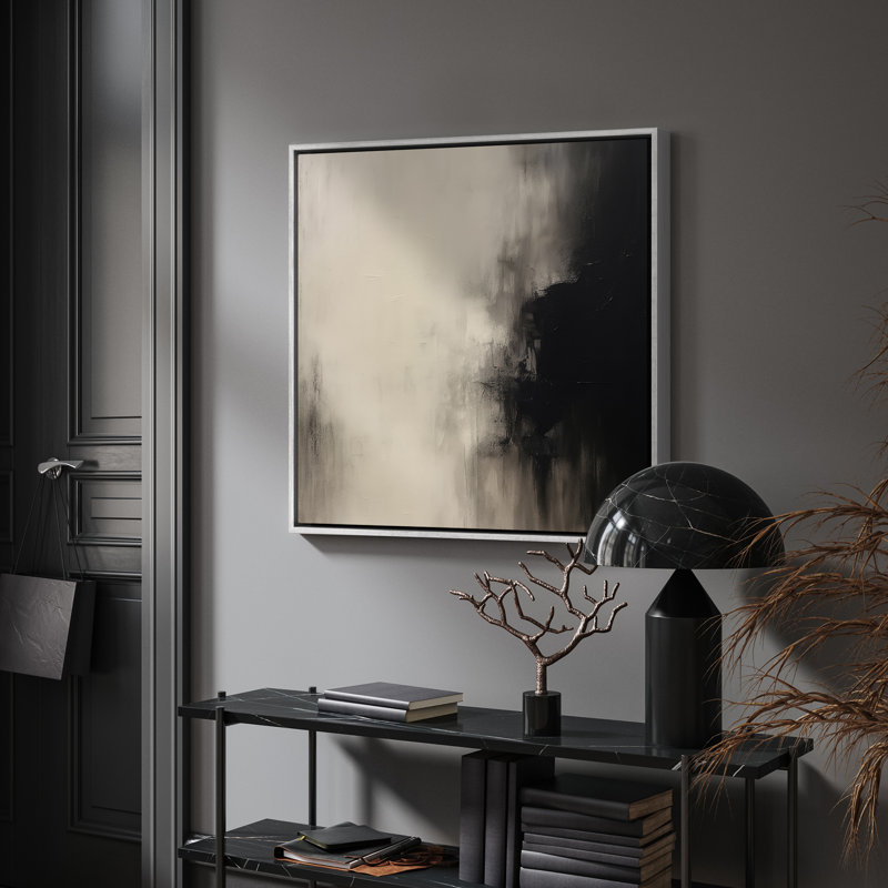Art mural encadré abstrait rétro antique classique pour chambre à coucher, H 24 po x l 24 po, Blanc