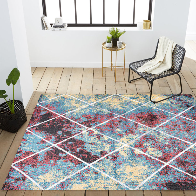 Lüders Minimalist Diamond Trellis Multi/White Rug