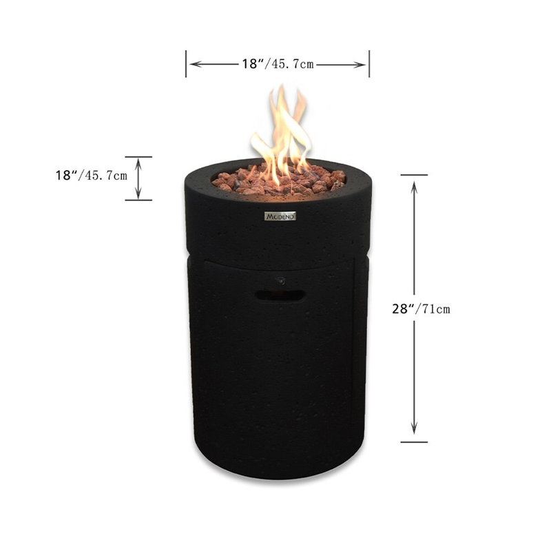 Black Gas Free-standing Fire Pit Table with Lava Rocks