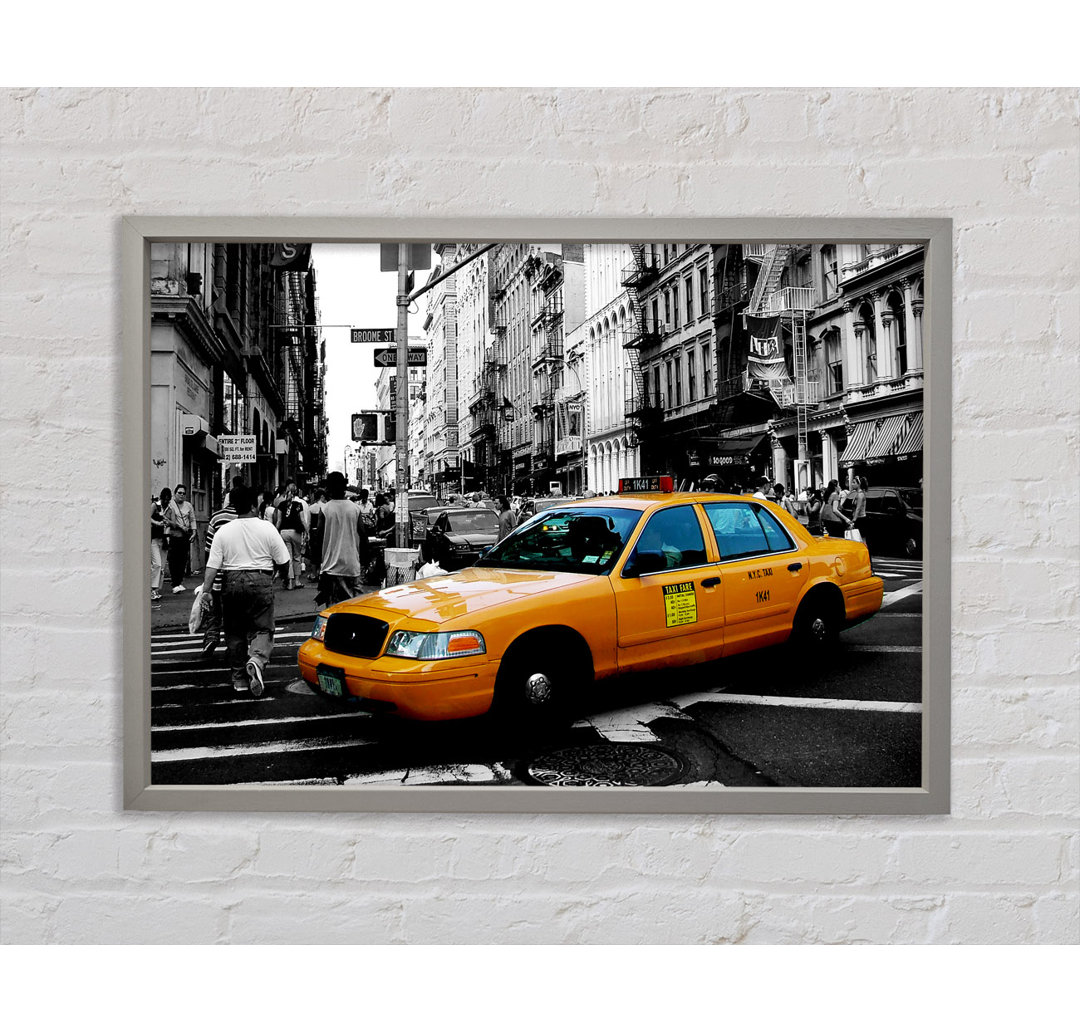 New York City Yellow Cab Crossing - Einzelbildrahmen Kunstdrucke auf Leinwand