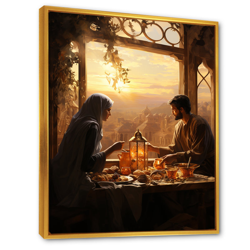 «Ramadan Reflections 2», art mural, Cadre flottant doré, H 44 po x l 34 po x P 1,5 po