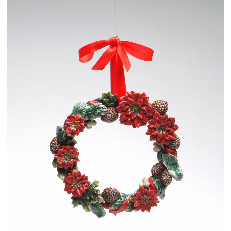 Couronne en céramique poinsettia 9 po