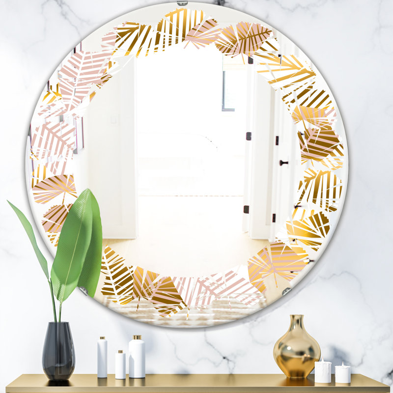 Modern Farmhouse Wall Mirror, Palm Leaves II, 24" x 24" 
