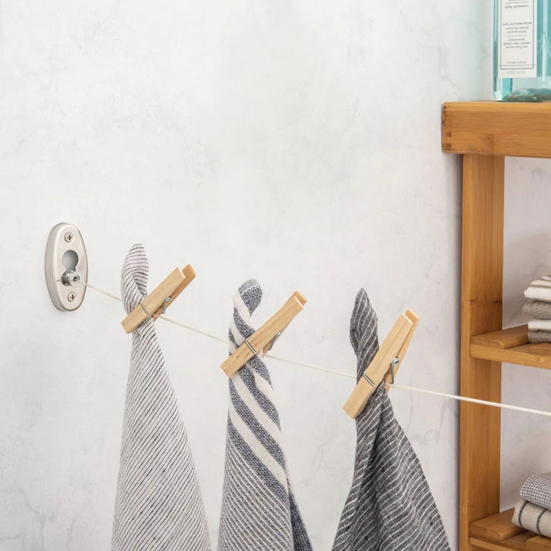 Chrome-Plated Steel Retractable Clothesline for Ceiling Mount
